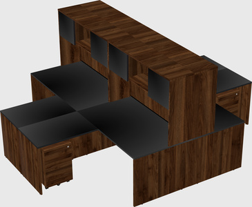 Quad l-shaped office desks