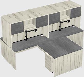 Quad l-shaped office desks
