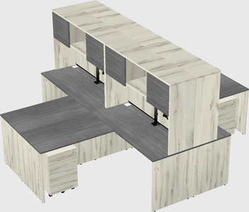 Quad l-shaped office desks