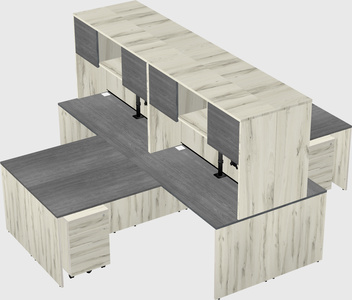 Quad l-shaped office desks