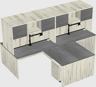 Quad l-shaped office desks