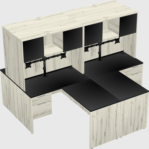 Quad l-shaped office desks