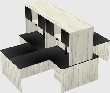 Quad l-shaped office desks