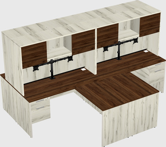 Quad l-shaped office desks