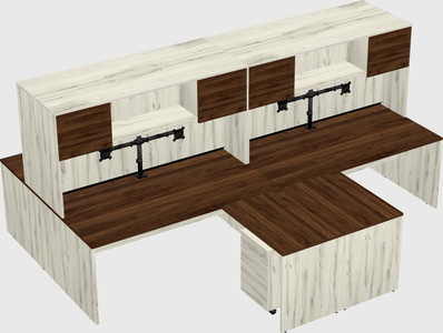 Quad l-shaped office desks