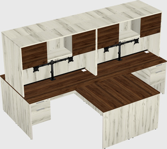 Quad l-shaped office desks