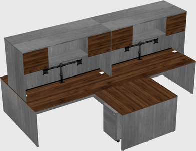 Quad l-shaped office desks