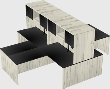 Quad l-shaped office desks