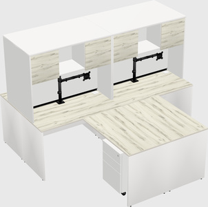 Quad l-shaped office desks