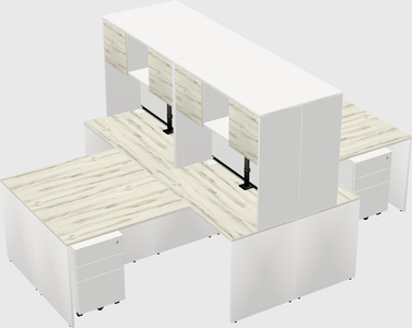 Quad l-shaped office desks