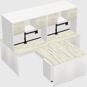 Quad l-shaped office desks