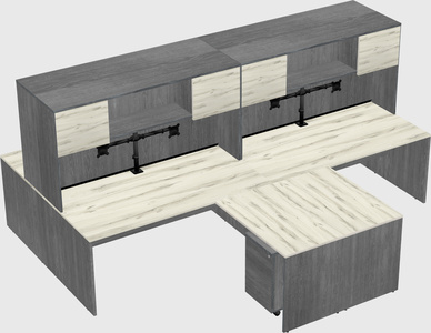 Quad l-shaped office desks
