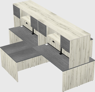 Quad l-shaped office desks