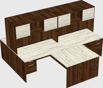Quad l-shaped office desks