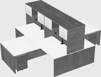 Quad l-shaped office desks