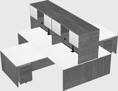 Quad l-shaped office desks