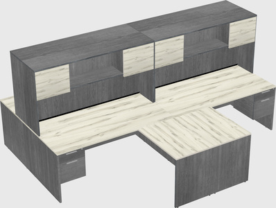Quad l-shaped office desks