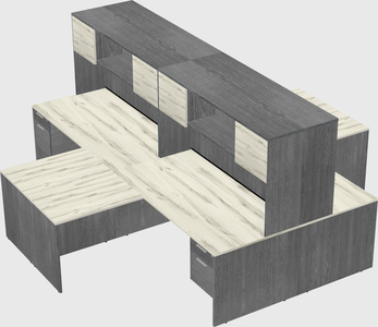 Quad l-shaped office desks