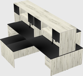 Quad l-shaped office desks