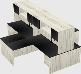 Quad l-shaped office desks