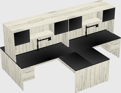 Quad l-shaped office desks