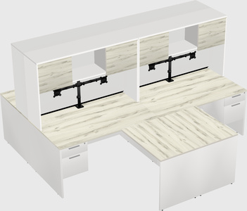 Quad l-shaped office desks