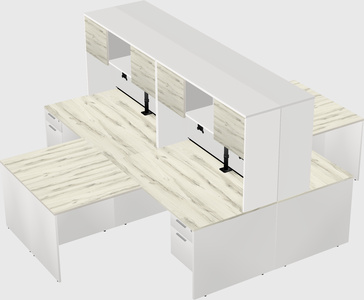 Quad l-shaped office desks