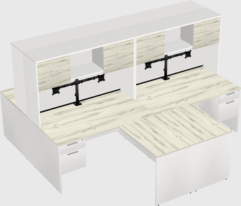 Quad l-shaped office desks