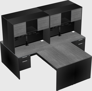 Quad l-shaped office desks