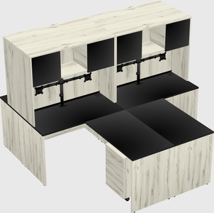 Quad l-shaped office desks