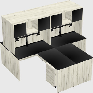 Quad l-shaped office desks