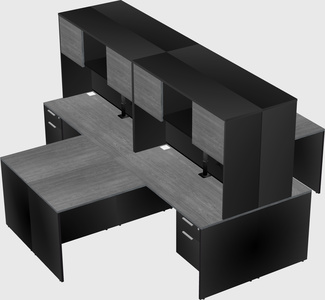 Quad l-shaped office desks