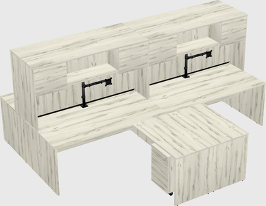 Quad l-shaped office desks