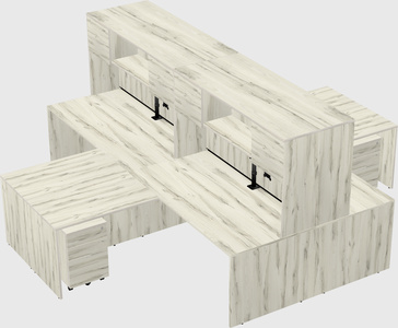 Quad l-shaped office desks