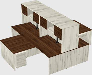 Quad l-shaped office desks