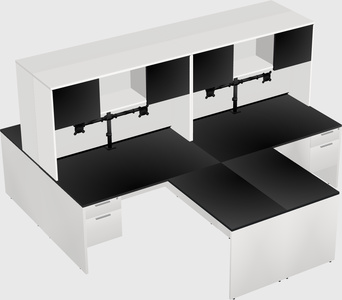 Quad l-shaped office desks