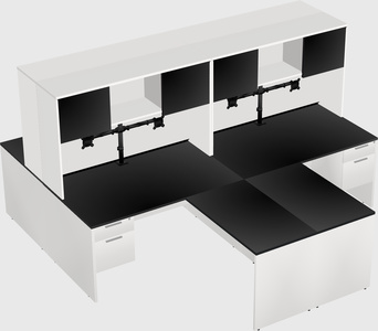 Quad l-shaped office desks