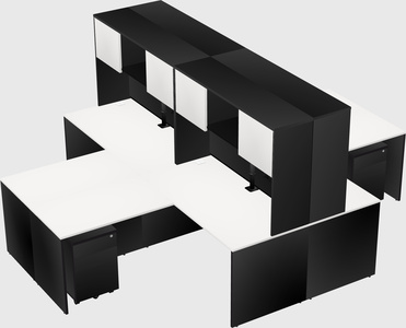 Quad l-shaped office desks