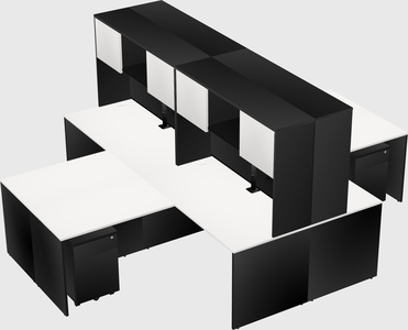 Quad l-shaped office desks