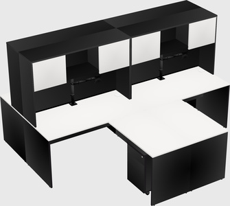 Quad l-shaped office desks
