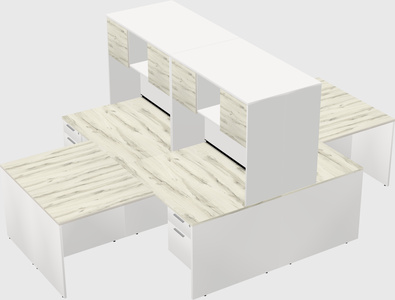 Quad l-shaped office desks