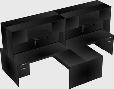 Quad l-shaped office desks