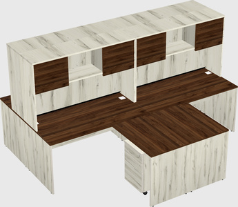 Quad l-shaped office desks