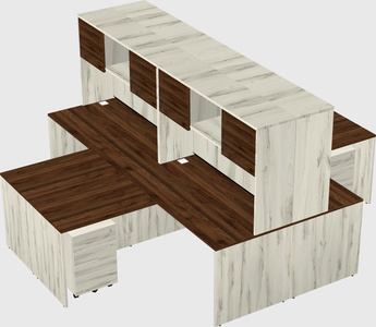 Quad l-shaped office desks