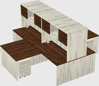 Quad l-shaped office desks