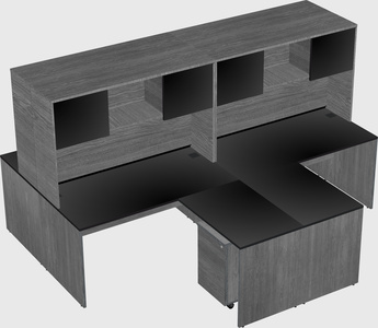 Quad l-shaped office desks