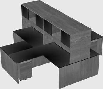 Quad l-shaped office desks