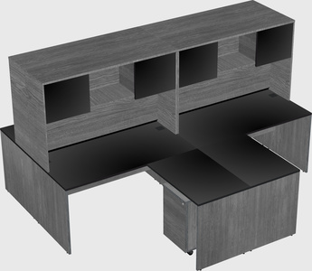 Quad l-shaped office desks