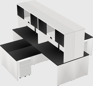 Quad l-shaped office desks
