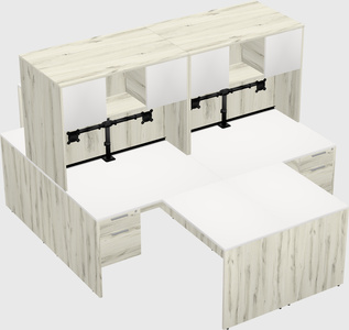 Quad l-shaped office desks